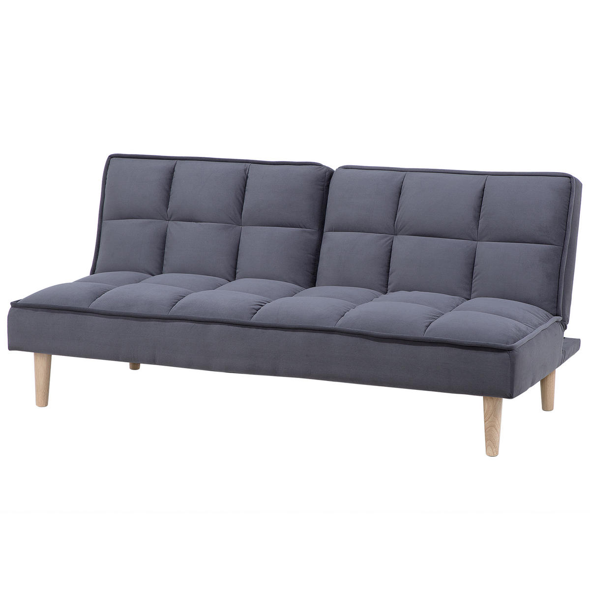 3-SITZER-SCHLAFSOFA dunkelgrau Siljan - Hellbraun/Grau, Textil (177/80/80cm) - Beliani