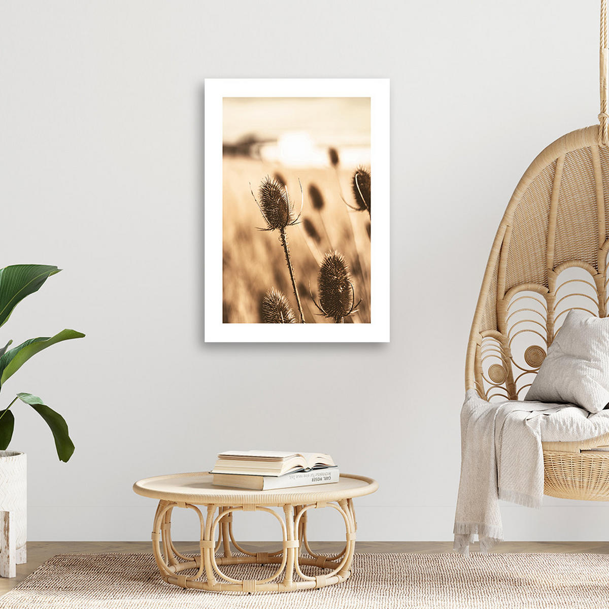 WANDBILD getrocknete teestrauchblüte - Beige, Textil (40/60cm) - Feeby