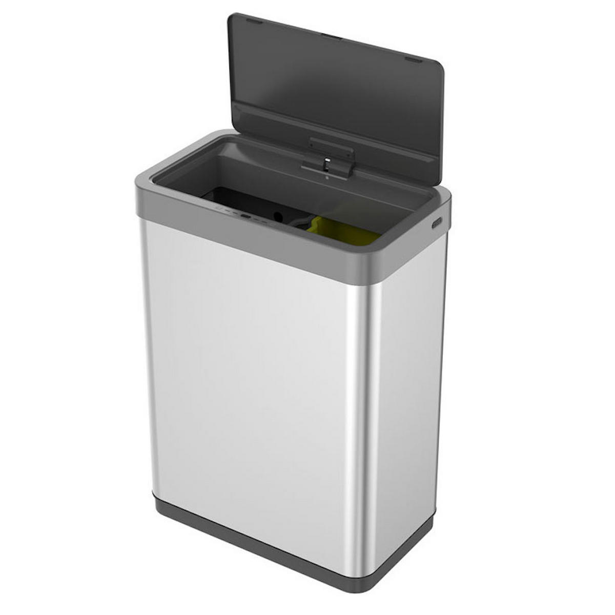 MÜLLEIMER Sensor Aus Mattem Edelstahl 40 Liter 64,8 x 47 x 28 cm Zwei Kunststoff Inneneimer Silber - Silberfarben, Metall (46.9/64.8/27cm) - PROREGAL