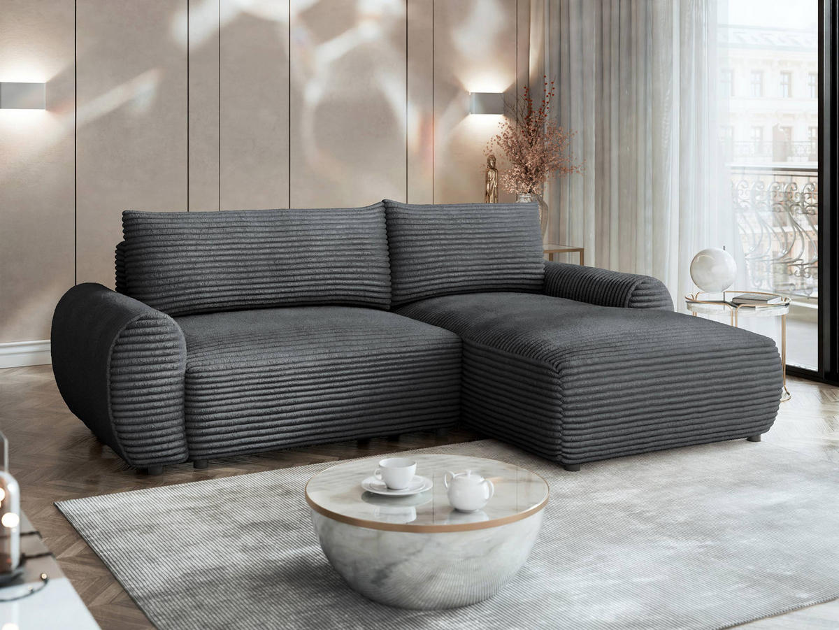 ECKSOFA Bello, Seite: Rechts - Schwarz/Grau, Holz/Kunststoff (267/177cm) - MIRJAN24