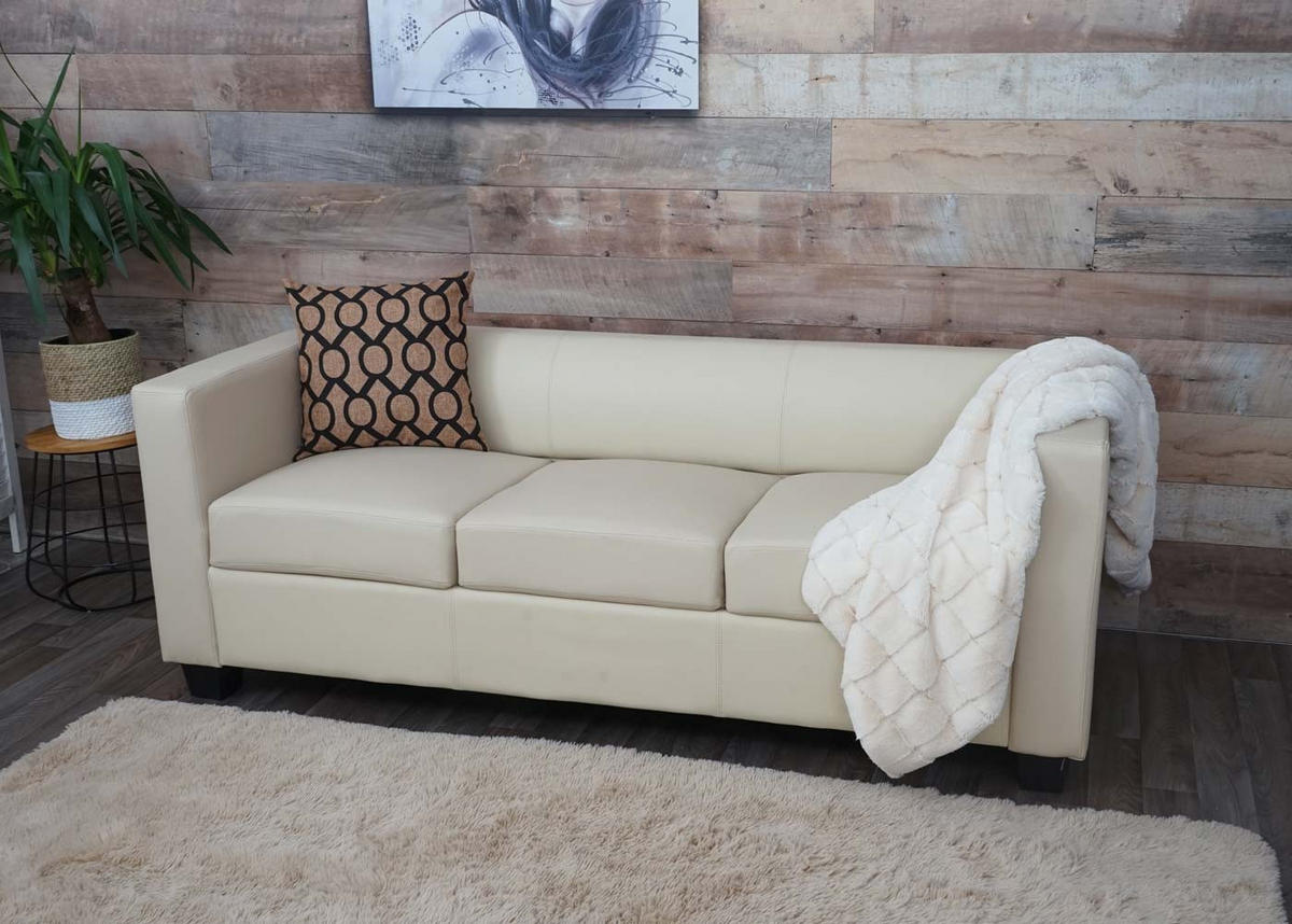 3ER SOFA Beige - Beige/Creme, Textil (191/70/75cm) - MCW