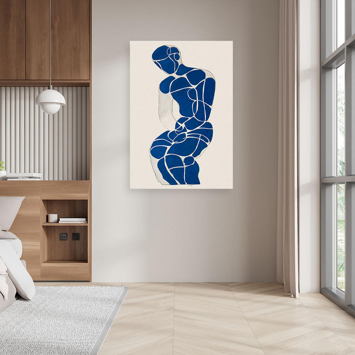LEINWANDBILDER, Frau moderne Abstrakt blau - Blau, Textil (80/120cm) - Feeby