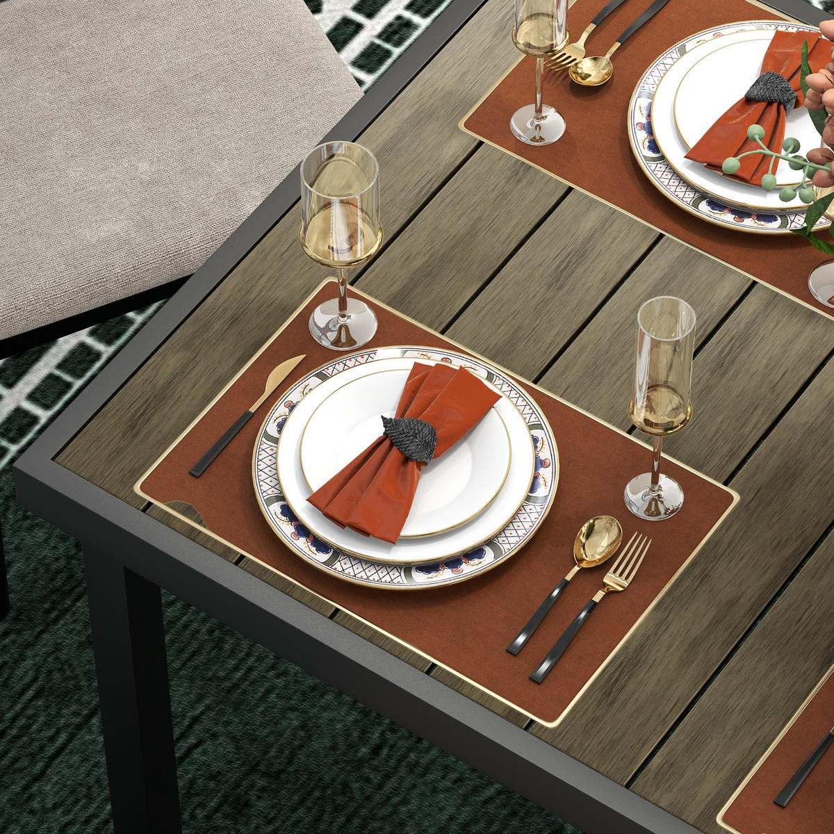 GARTENTISCH Aluminium 190 x 90cm - Naturfarben, Metall (190/90/74cm) - Outsunny