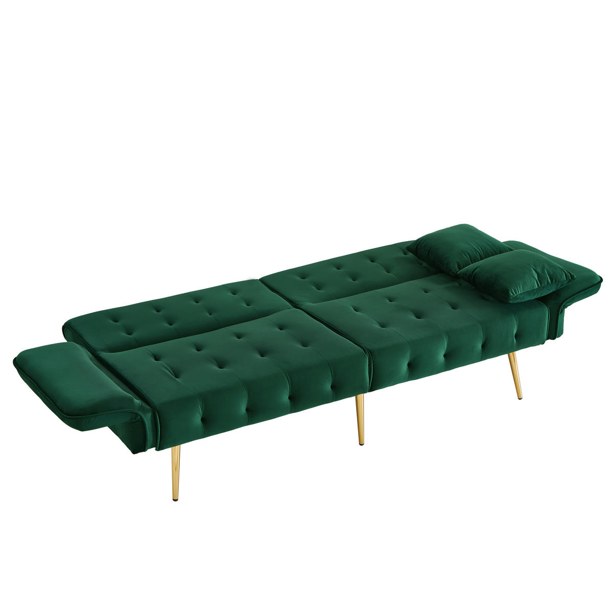 SCHLAFSOFA 178/82/70 cm Grün Samt mit verstellbarer Rückenlehne und mehrstelligen Armlehnen - Grün, Textil (82/70/178cm) - Oxeza