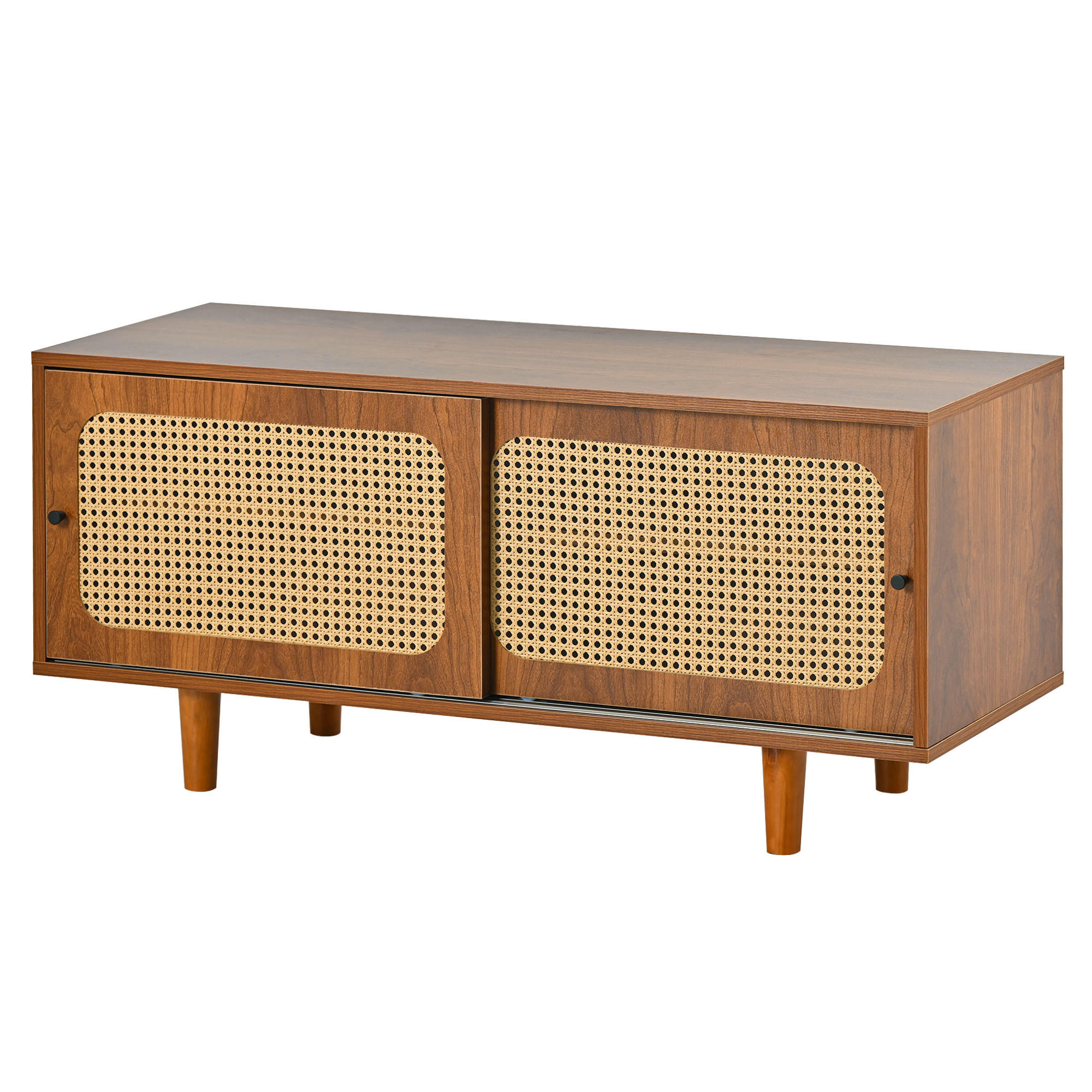 SCHUHSCHRANK aus Spanplatte in Walnuss mit 2 Schiebetüren - Walnussfarben, Holzwerkstoff (104/48/40cm) - Modfu