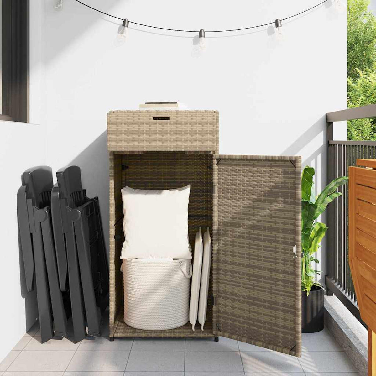 GARTENSCHRANK Beige 55/55/111 Cm Poly Rattan - Beige, Kunststoff (55/111/55cm) - vidaXL