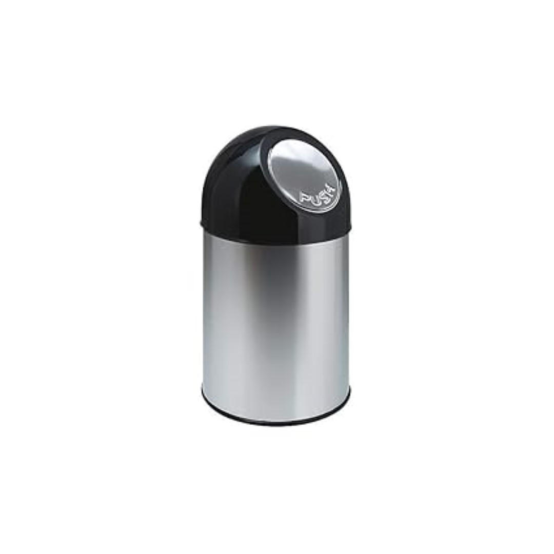 MÜLLEIMER klassisch Mit Pushdeckel 30 Liter 56 x 31 x 31 cm Metall Edelstahl - Grau, Metall (31/56/31cm) - PROREGAL