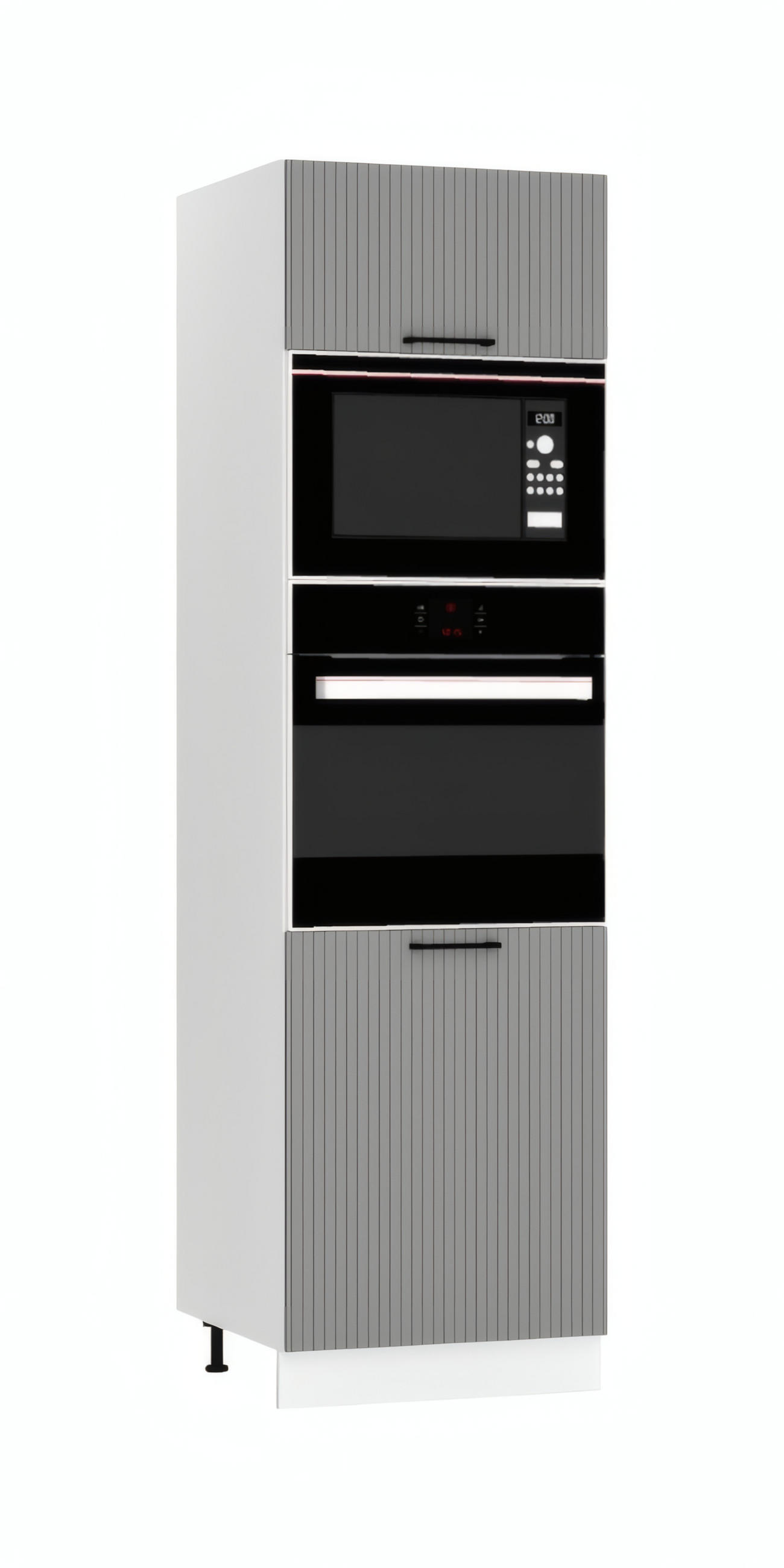 MIKROWELLENUMBAUSCHRANK D60PK MVP/L - KENDRO - Stilvolles Küchenelement - Grau, Holz/Metall (60/213.3/56cm) - ROYAL24_MARKT