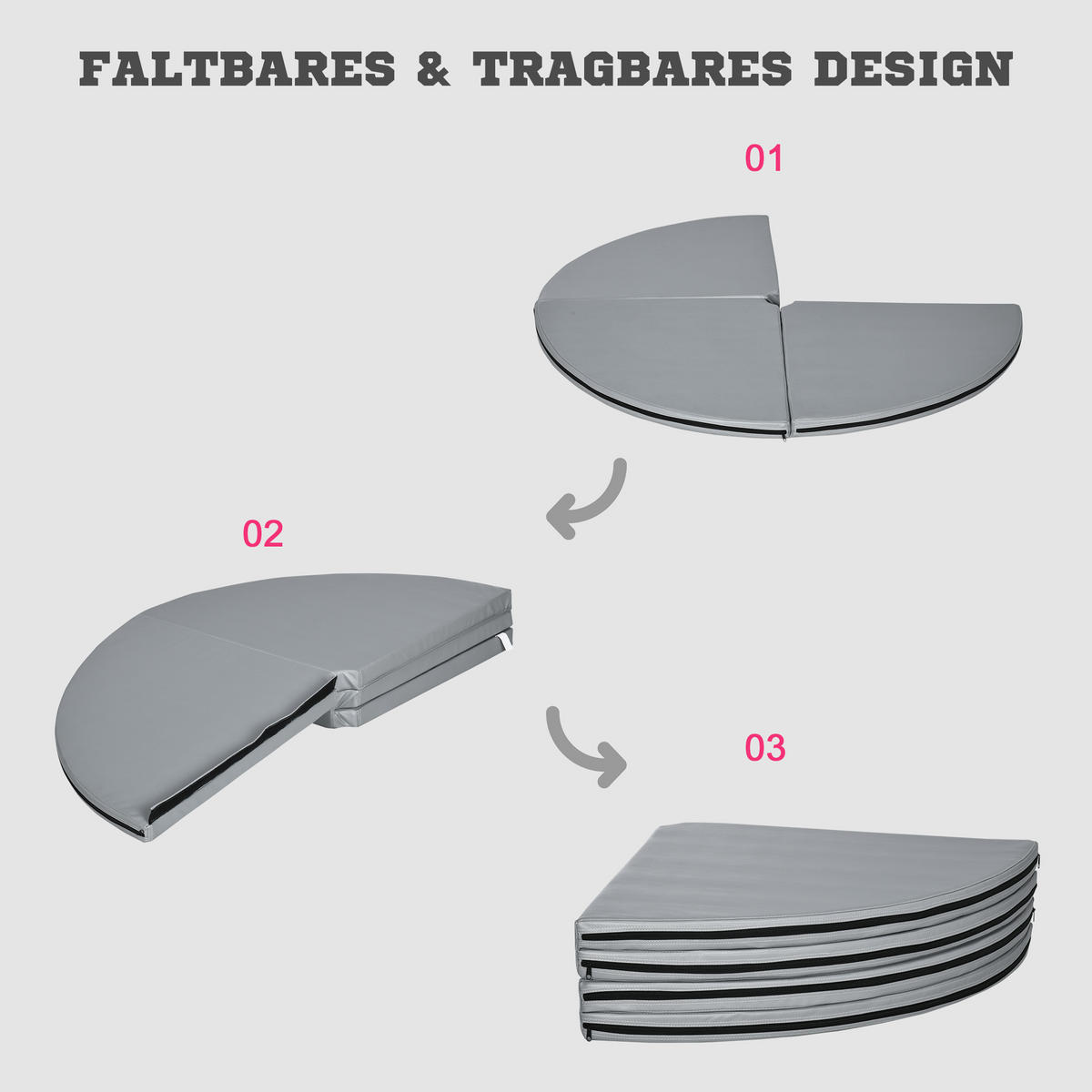 TANZSTANGENMATTE, Ø 150cm Stangentanz Schutzmatte, 5 cm dick Pole Dance Matte - Hellgrau, Kunststoff (150/150cm) - HOMCOM