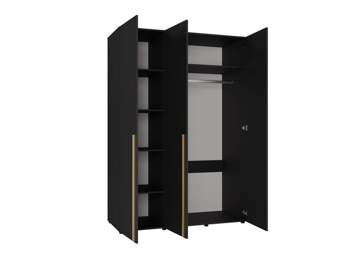 DREHTÜRENSCHRANK Arni Schwarz Matt - 150x206x60 cm - Schwarz, Holzwerkstoff (150/206/60cm) - Ravio