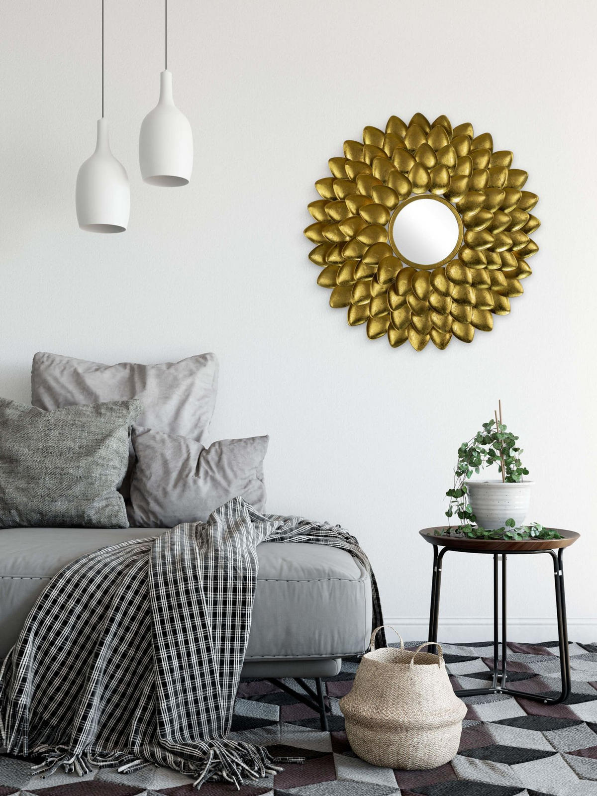 WANDSPIEGEL Gold 74,5/75 cm - Goldfarben, Metall (5.21/75/4cm) - KUNSTLOFT