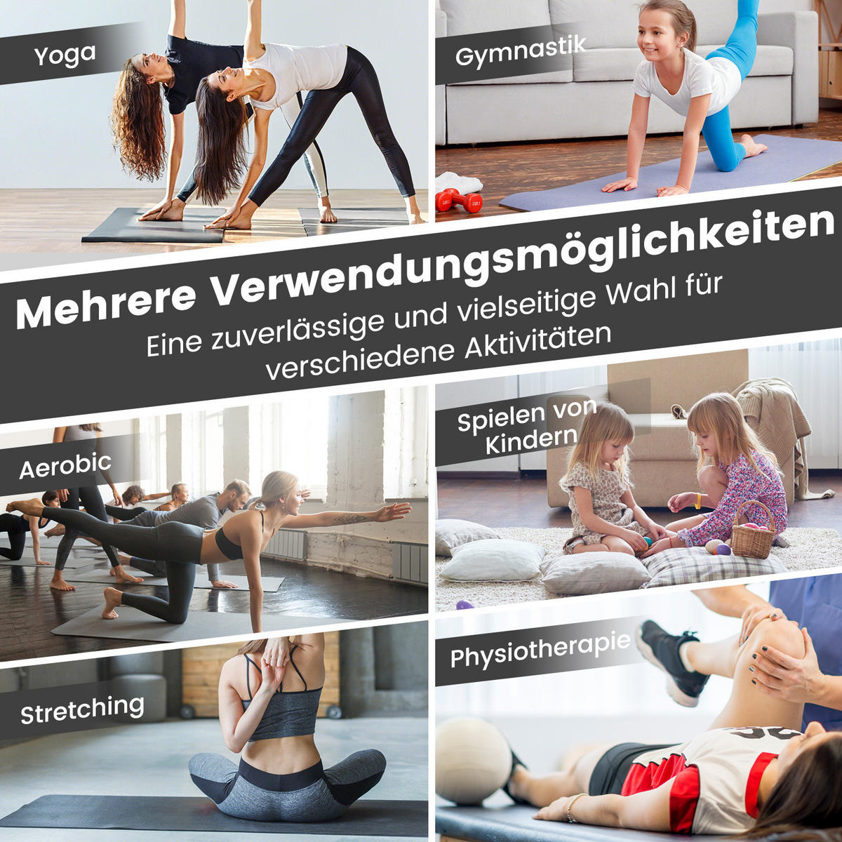 GYMNASTIKMATTE Schwarz - Schwarz, Leder (117/300cm) - COSTWAY
