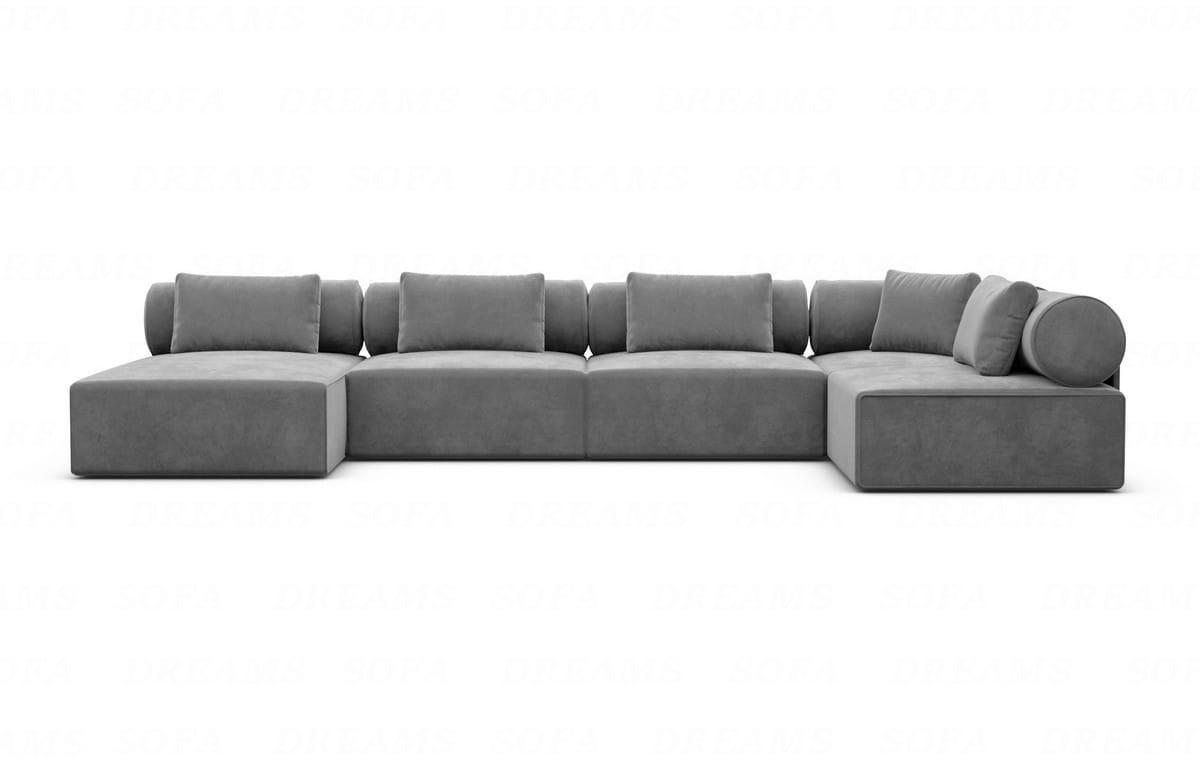 WOHNLANDSCHAFT Cipriani Dunkelgrau Samtstoff - Dunkelgrau, Kunststoff (400/77/200cm)