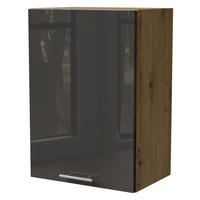 KÜCHENHÄNGESCHRANK Essen W2/50 Graphit Hochglanz / Eiche Artisan Matt 50 / 32,5 / 72cm - Graphitfarben/Eiche Artisan, Holz/Holzwerkstoff (50/72/32.5cm) - Feldmann-Wohnen