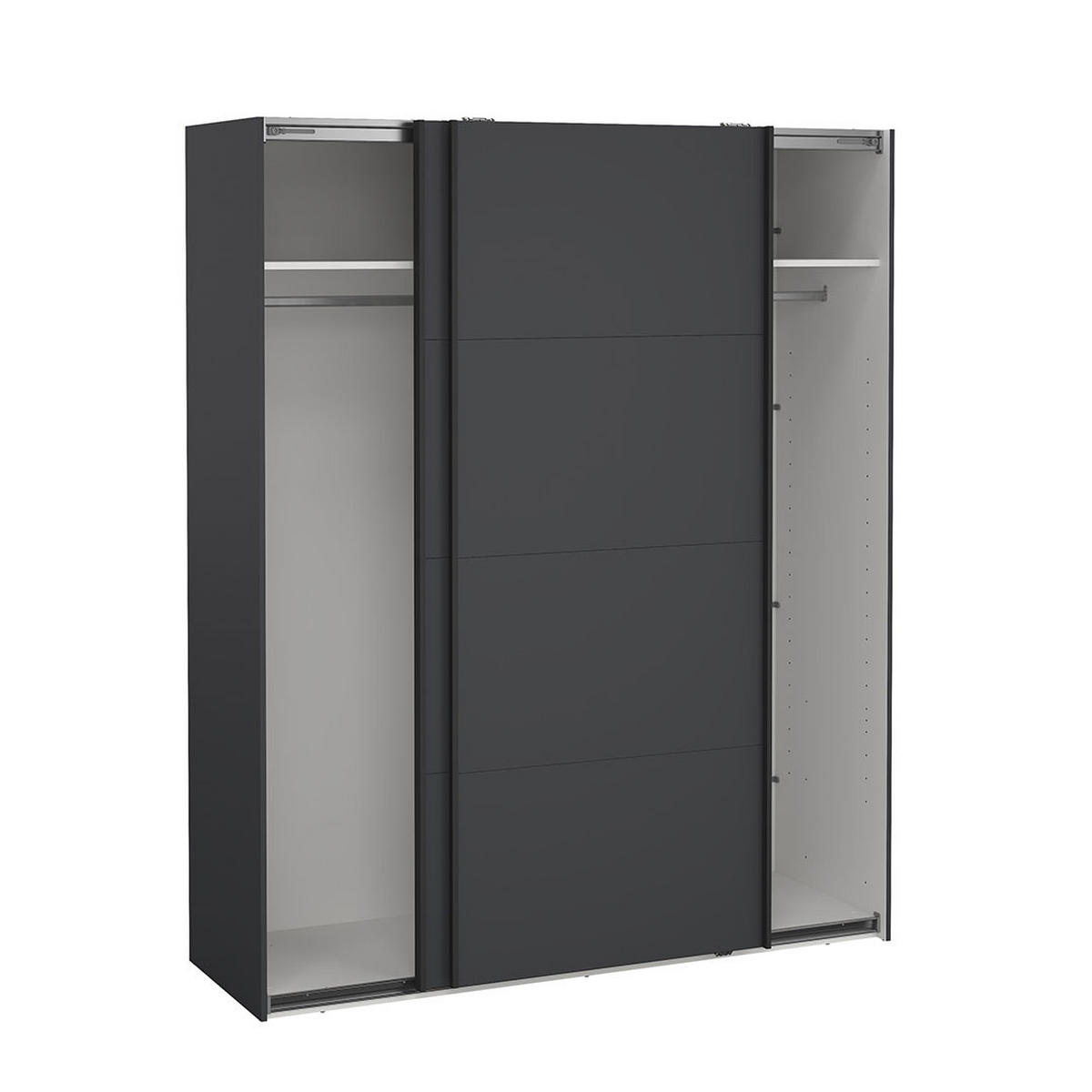 SCHIEBETÜRENSCHRANK, Bergamo, Grau, Holzwerkstoff, 179 x 67 x 221 cm - Grau, Holzwerkstoff (179/221/67cm) - ebuy24