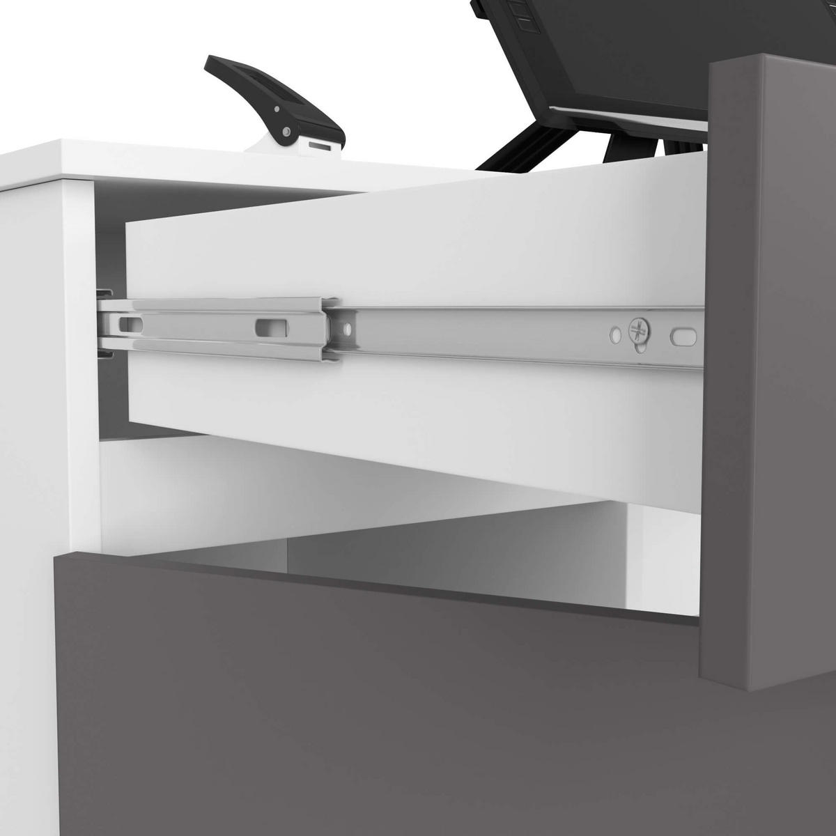 SCHREIBTISCH Weiß, Graphit Grau 77/135/50 - Weiß/Grau, Holzwerkstoff (50/135/77cm) - RAUMHIRSCH FURNITURE