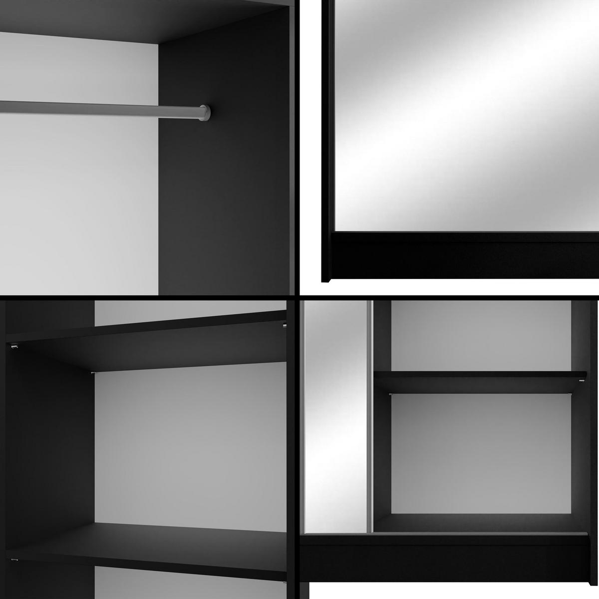 KLEIDERSCHRANK AMOHA - 120 cm - Schwarz - Schwarz, Holzwerkstoff (120/215/61cm) - ALTDECOR