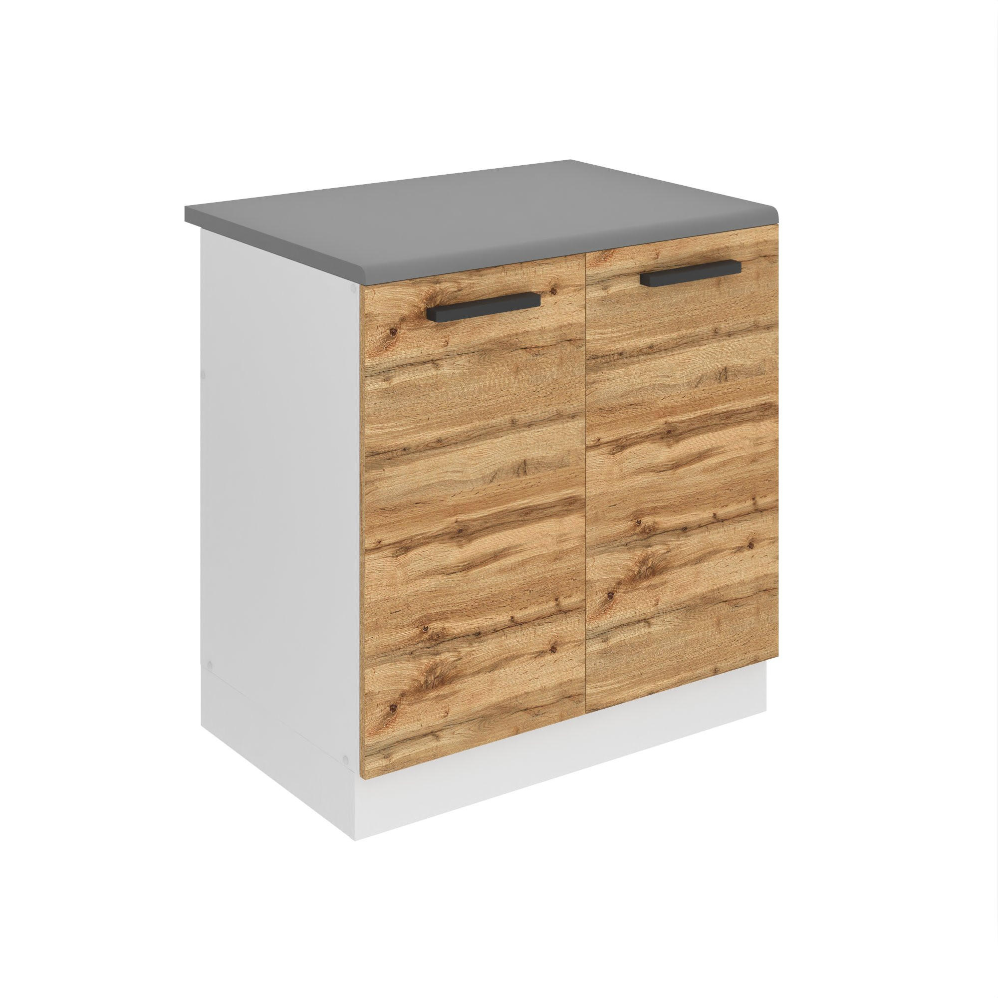 SPÜLENUNTERSCHRANK 80 cm SDZ, mit Arbeitsplatte, mit 2 Türen, Wotan-Eiche - Braun, Holz (80/85/51.6cm) - B BELINI GROUP