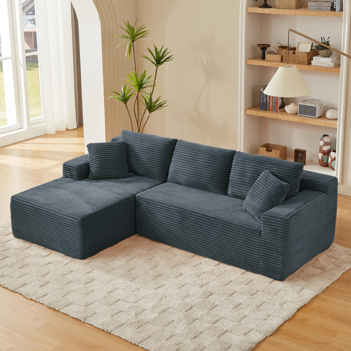 SOFA modular L-Form Dark Gray 2-tlg. - Dunkelgrau, Textil (163/252.6cm) - Meubliv