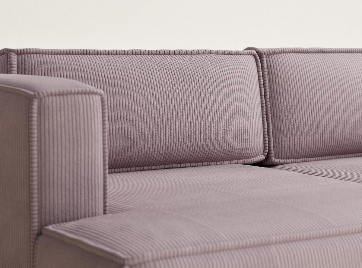 ECKSOFA MIT SCHLAFFUNKTION Velto Lila Samtstoff - Flieder/Schwarz, Holz/Holzwerkstoff (152/250cm) - Maison de Reve