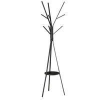 GARDEROBENSTÄNDER 45/45/180 cm aus Holz und Metall mit 3 Kleiderstangen, 8 Haken und Ablage, Schwarz - Schwarz, Metall (45/180/45cm) - Redom