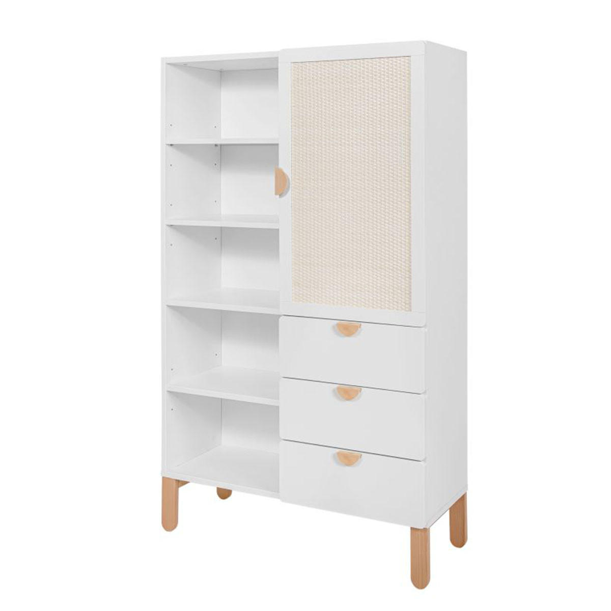 KNIHOVNA Laurie Bílá a dřevo - bílá, kompozitní dřevo (90/150/32.5cm) - Petits-meubles