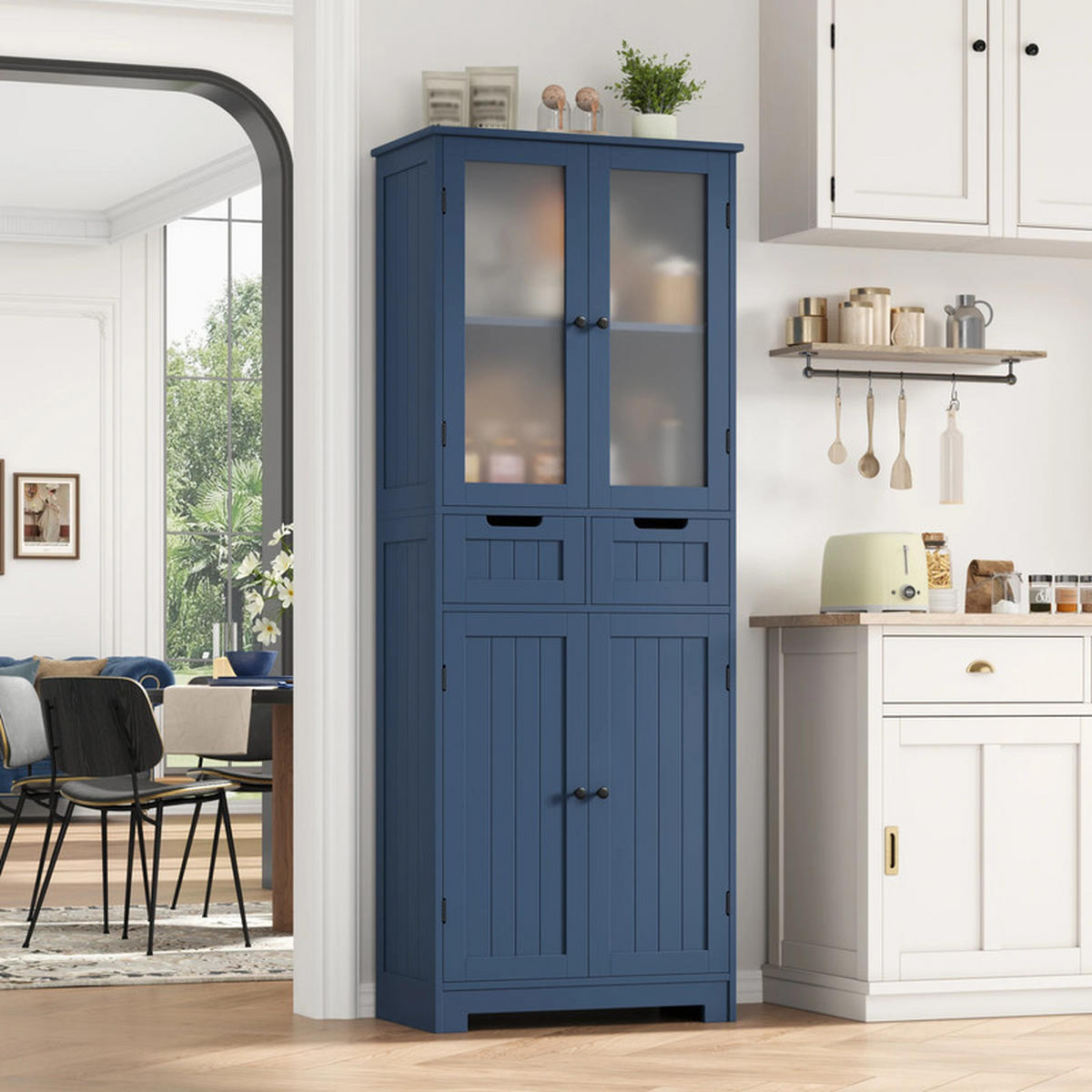 GESCHIRRSCHRANK 60x170x30cm Tiefblau - Dunkelblau, Holzwerkstoff (30/170/60cm) - Bextsrack