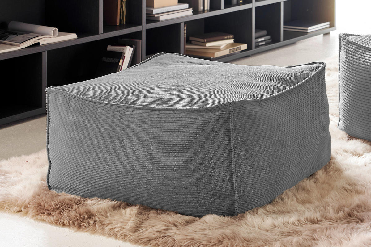 HOCKER ALEA Grau - Grau, Textil (86/38/86cm) - KAWOLA