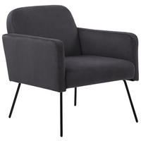 SESSEL Samtstoff Grau Narken - Grau, Textil/Metall (72/77/76cm) - Beliani