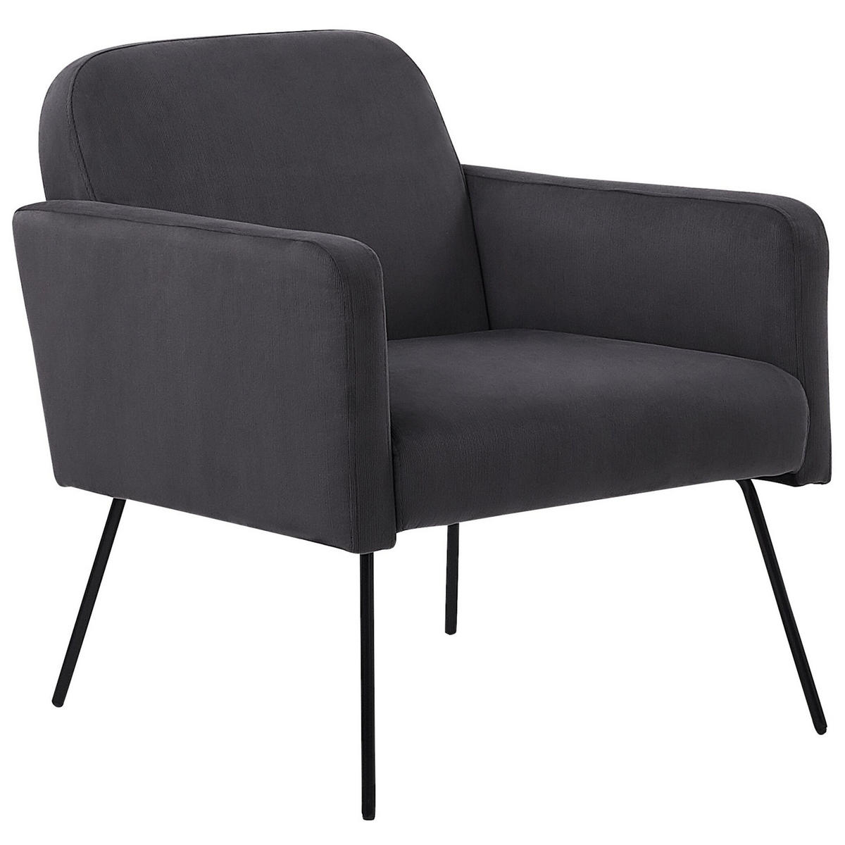 SESSEL Samtstoff Grau Narken - Grau, Textil/Metall (72/77/76cm) - Beliani