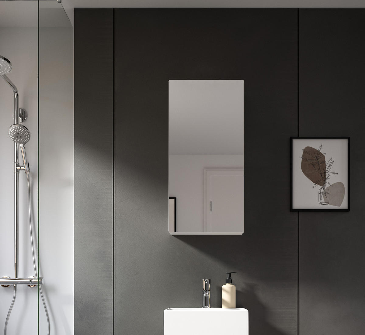 SPIEGELSCHRANK Vira Bad in weiß Melamin und weiß hochglanz B/H/T: 38x77x18 cm - Weiß, Holz (38/77/18cm)