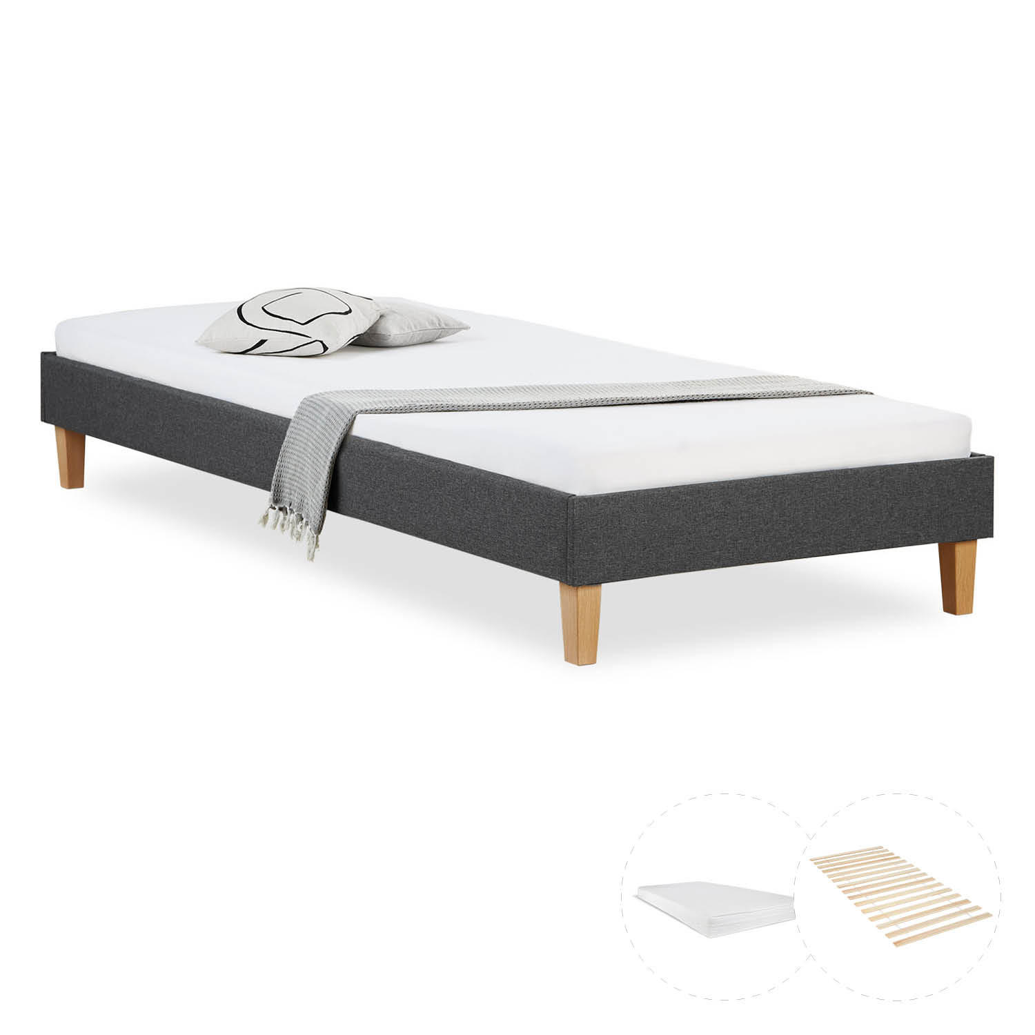 Homestyle4u Polsterbett Grau 90x200 cm