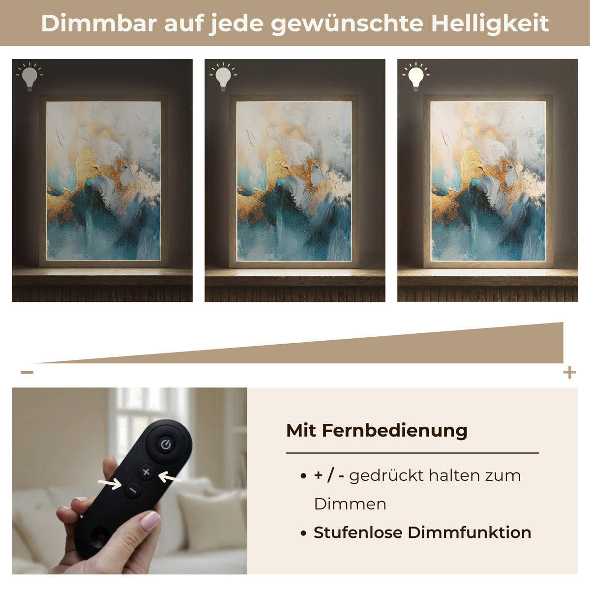 NÁSTĚNNÁ LAMPA S AKUMULÁTOREM Abstraktní - umění - zlatá - modrá 30x40 cm - tyrkysová, kompozitní dřevo (30/40/8cm) - OnlyWow