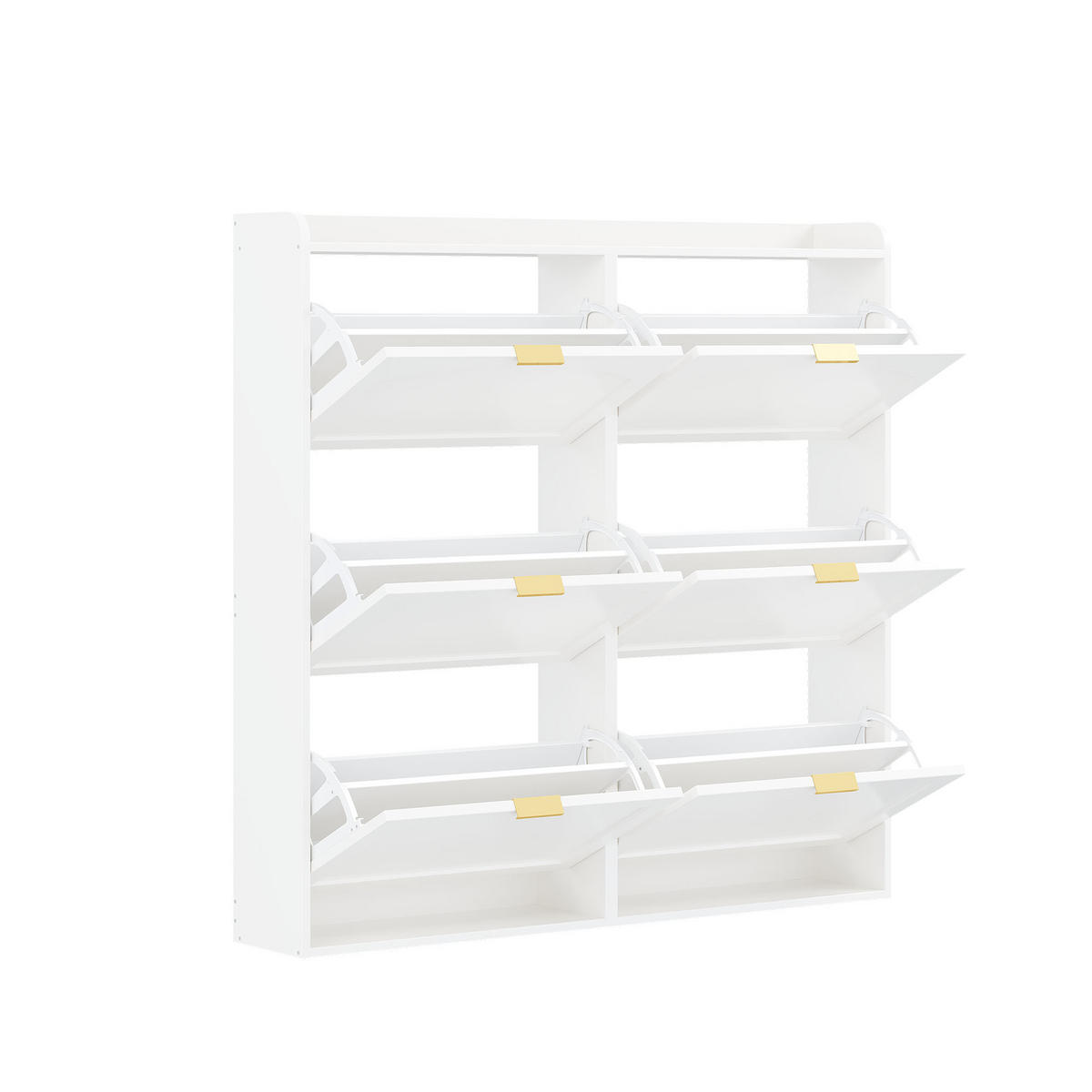 SCHUHSCHRANK aus MDF & Spanplatte 120x23x118cm in Weiß mit 6 Klappfächern - Weiß, Holzwerkstoff (120/118/23cm) - Modfu