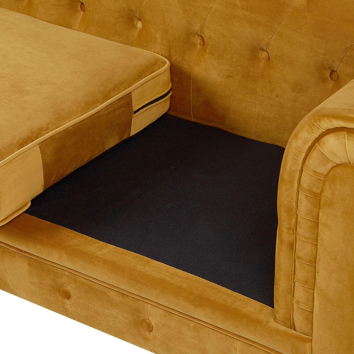 SOFA-SET 4-sitzer Samtstoff Gelb Chesterfield - Goldfarben, Textil (201/70/75cm) - Beliani