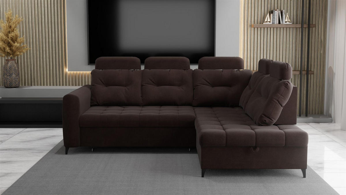 ECKSOFA Wendie - Dunkelbraun, Holzwerkstoff/Textil (250/200cm) - Fun Möbel