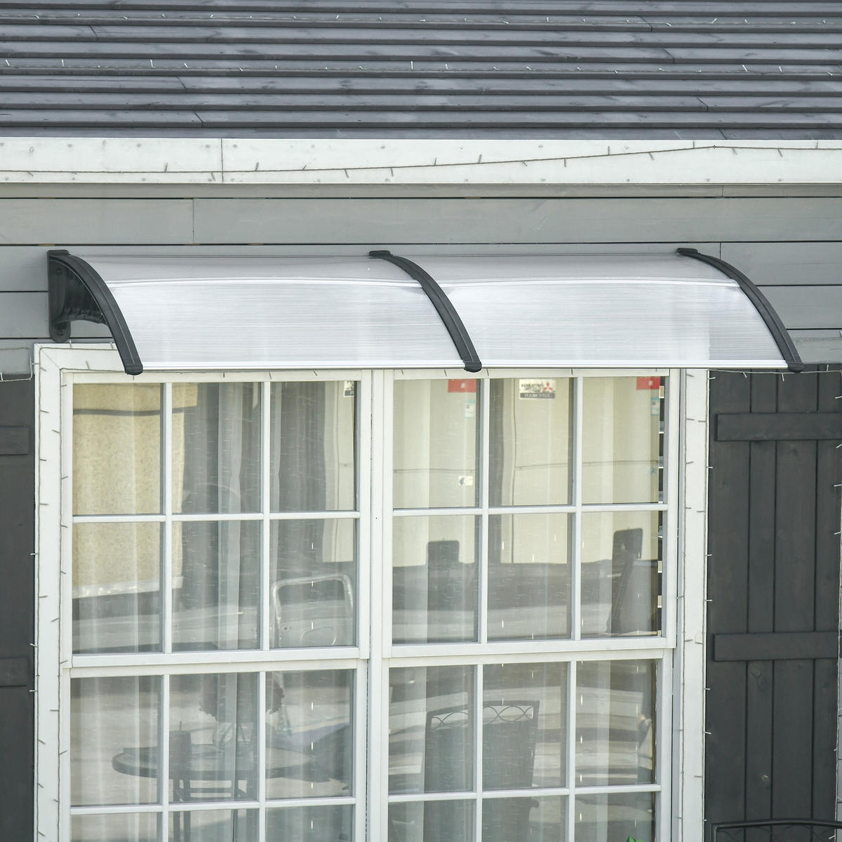 PULTVORDACH, Sonnenschutz und Regenschutz, 200 x 96 x 27 cm, Schwarz - Transparent, Kunststoff (200/27/96cm) - Outsunny