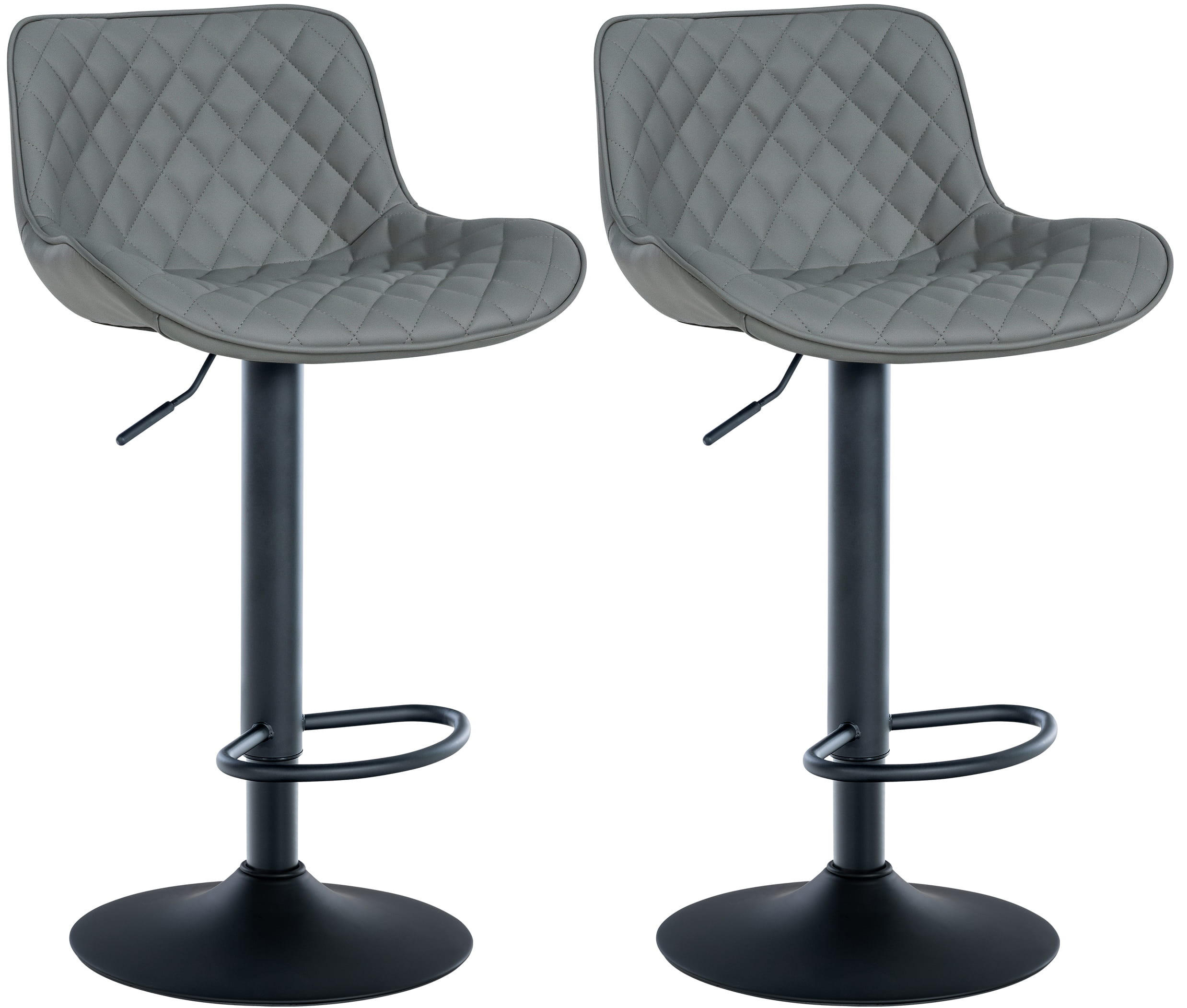 BARHOCKER 2er Set Lederlook grau - Grau, Textil/Metall (48/81/54cm) - CLP