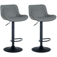 BARHOCKER 2er Set Lederlook grau - Grau, Textil/Metall (48/81/54cm) - CLP