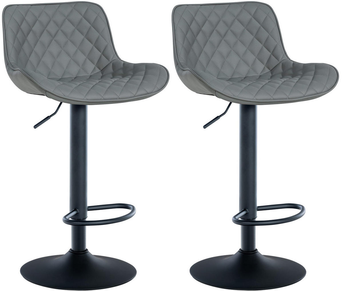 BARHOCKER 2er Set Lederlook grau - Grau, Textil/Metall (48/81/54cm) - CLP