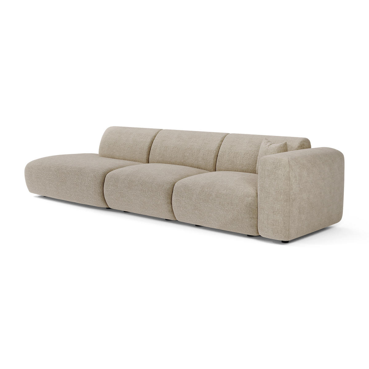 SOFA 5-Sitzer Gemusterter Samt Beige 310cm - Beige, Textil (310/73/96cm) - Sia Home