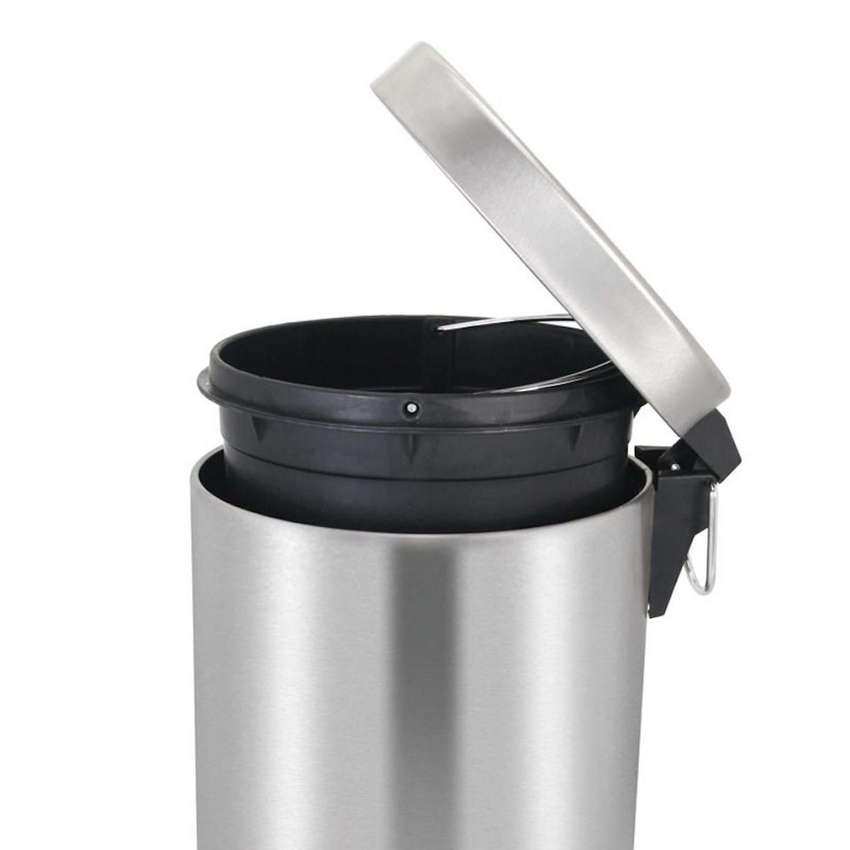 MÜLLEIMER Runder TretMit Herausnehmbaren Kunststoff Inneneimer 12 Liter 40 x 29,5 x 25,5 cm Matt Silber - Silberfarben, Metall (29.5/40/25.5cm) - PROREGAL
