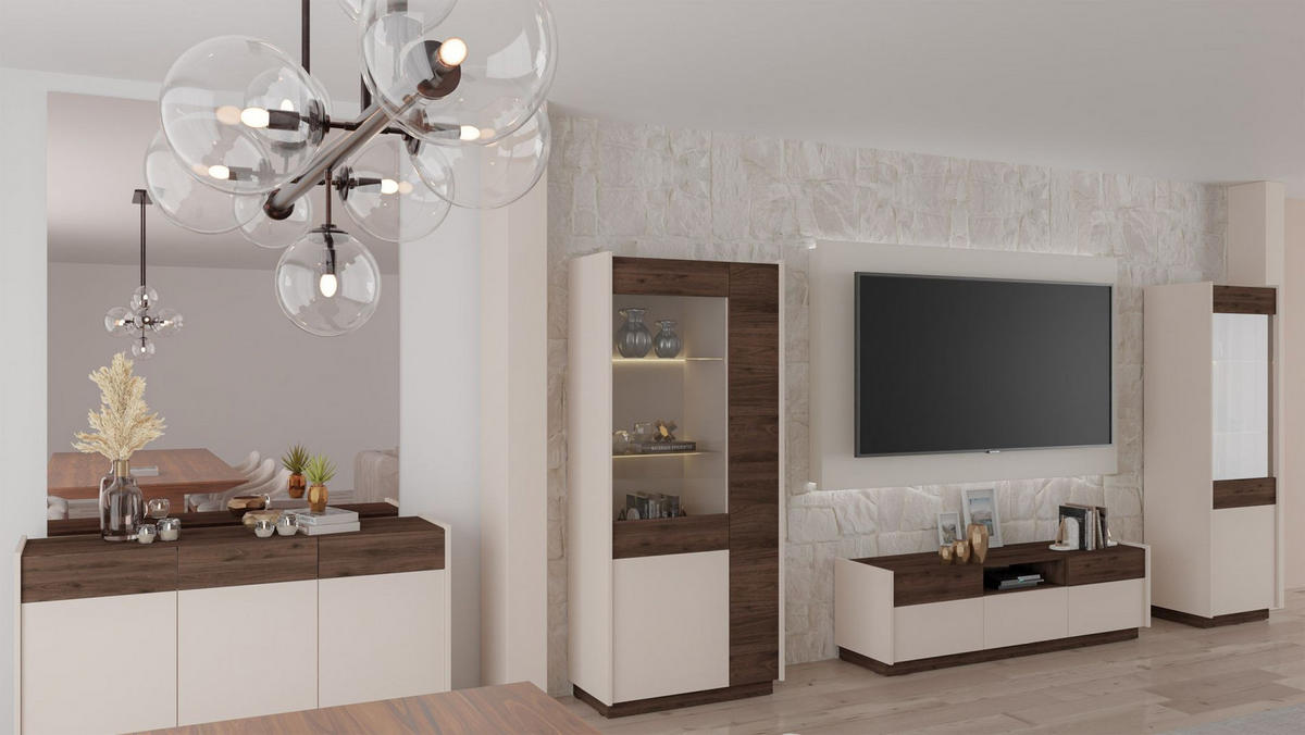 TV-SCHRANK Kobbe Beige / Nussbaum 173 cm - Dunkelbraun/Beige, Holzwerkstoff (172.8/50/40cm) - Selsey