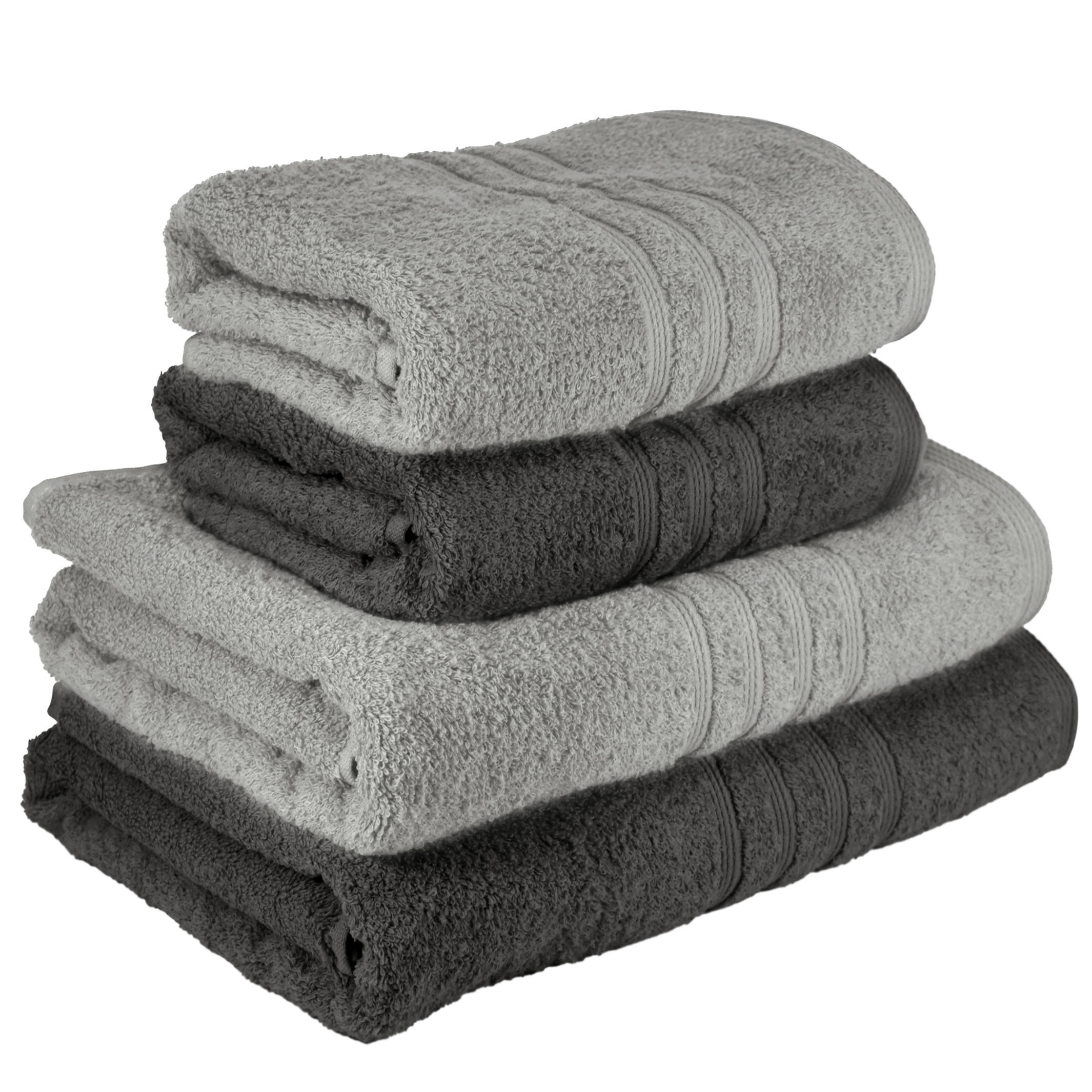 HANDTUCH Set London 4-teilig, 2x Handtuch 50x100 + 2x Duschtuch 70x140 Anthrazit - Stein - Anthrazit/Grau, Textil (70/140cm) - Lashuma