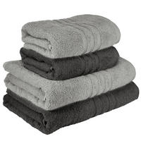 HANDTUCH Set London 4-teilig, 2x Handtuch 50x100 + 2x Duschtuch 70x140 Anthrazit - Stein - Anthrazit/Grau, Textil (70/140cm) - Lashuma
