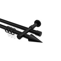 RUNDROHR-INNENLAUF-GARDINENSTANGEN-SET Prestige Savio 600 cm (geteilt in 3 x 200 cm), 2-läufig, 20 mm Ø Schwarz - Schwarz, Metall (600cm) - INTERDECO
