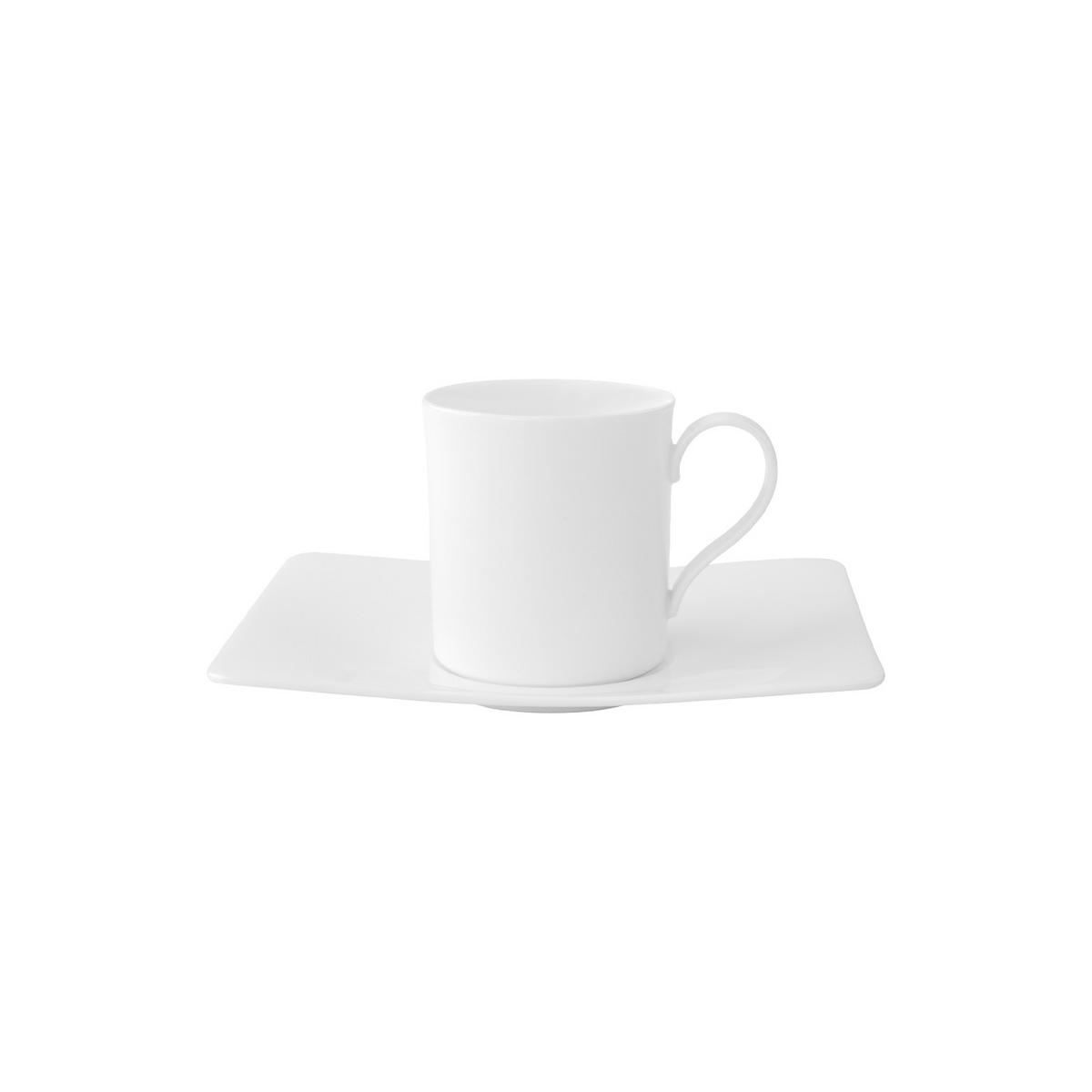 KAFFEETASSE MIT UNTERTASSE Modern Grace weiß 170 ml - Weiß, Keramik (14/9.7/17cm) - Villeroy & Boch