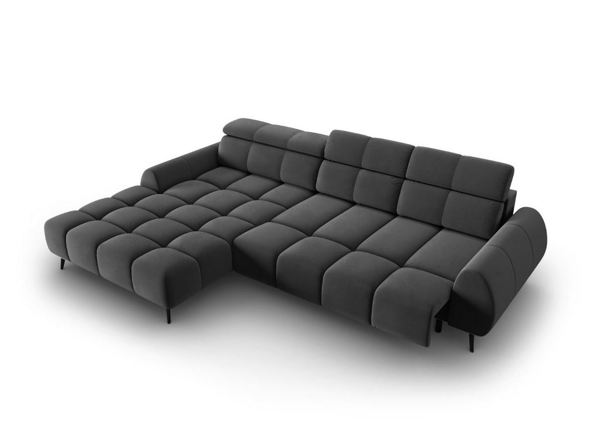 ELEKTRISCHES-ECKSOFA links Alyse aus Samt grau 5 Sitzplätze - Grau, Textil (188/295cm) - Micadoni
