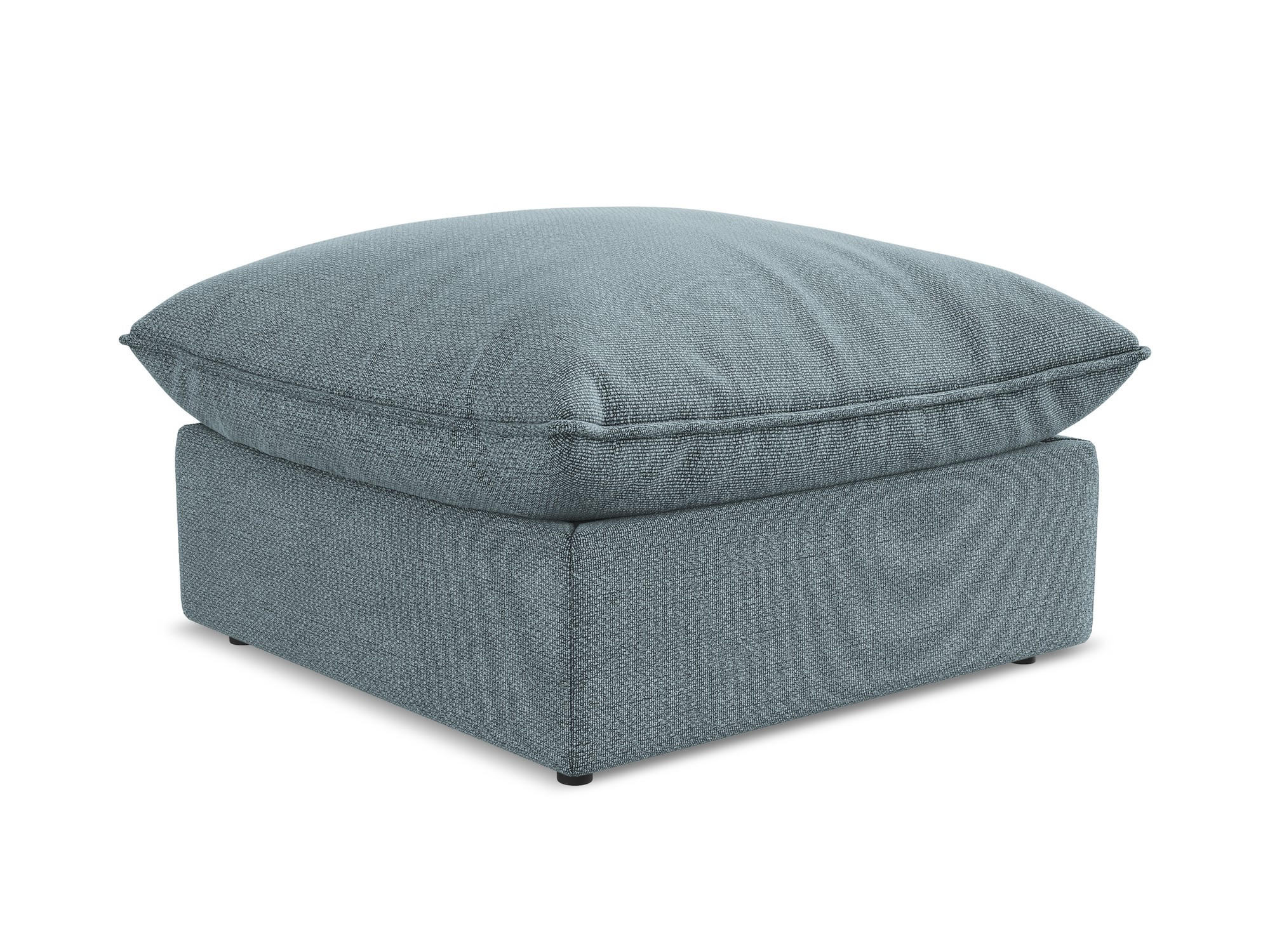 POUF Bouclé Stoff Blau - Pastellblau/Schwarz, Holzwerkstoff/Kunststoff (75/45/75cm) - Makamii