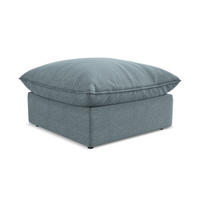 POUF Bouclé Stoff Blau - Pastellblau/Schwarz, Holzwerkstoff/Kunststoff (75/45/75cm) - Makamii